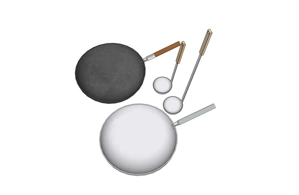 Wok, stainless steel wok, ladle, wok ladle